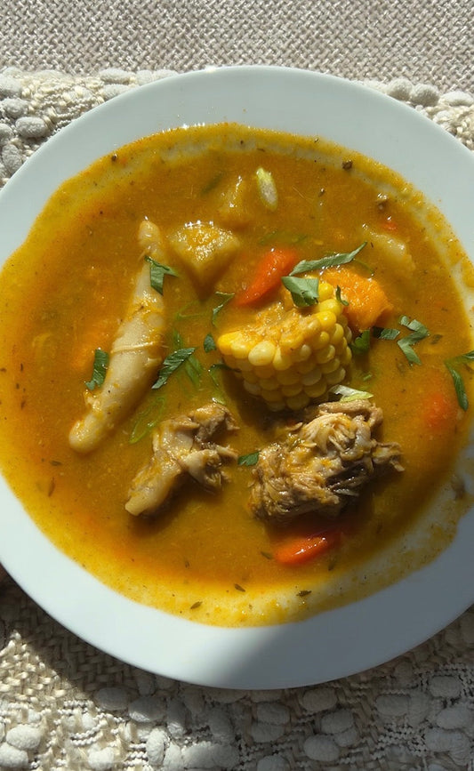 Caribbean Chicken Soup Recipe with Pumpkin, Provisions & Dumplings